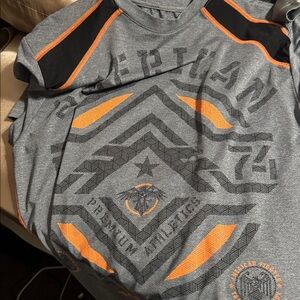 Gray and Orange Graphic T-Shirt